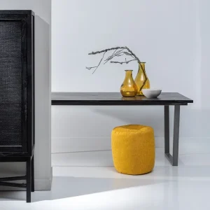 Mesa comedor negro madera / metal salón