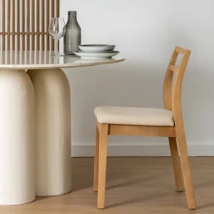 Silla natural-beige tejido-madera
